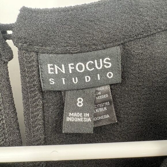 NWT En Focus Studio Black Sheath Dress 8 Demure Classy Lace Sleeves Feminine - Picture 4 of 8